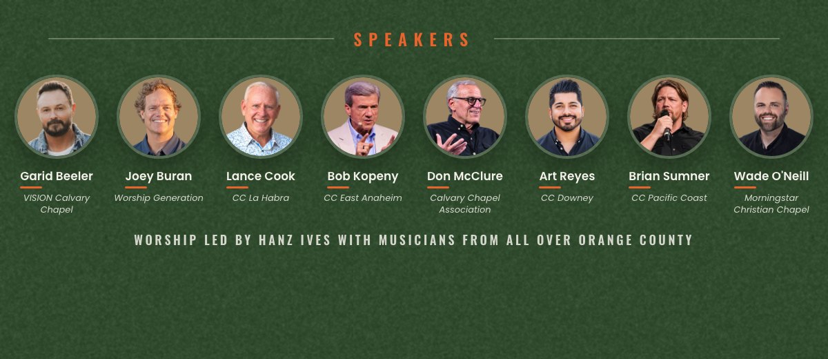 Speakers: Garid Beeler, Joey Buran, Lance Cook, Bob Kopeny, Don McClure, Art Reyes, Brian Sumner, Wade O'Neill. More to be announced. Worship with Hanz Ives.